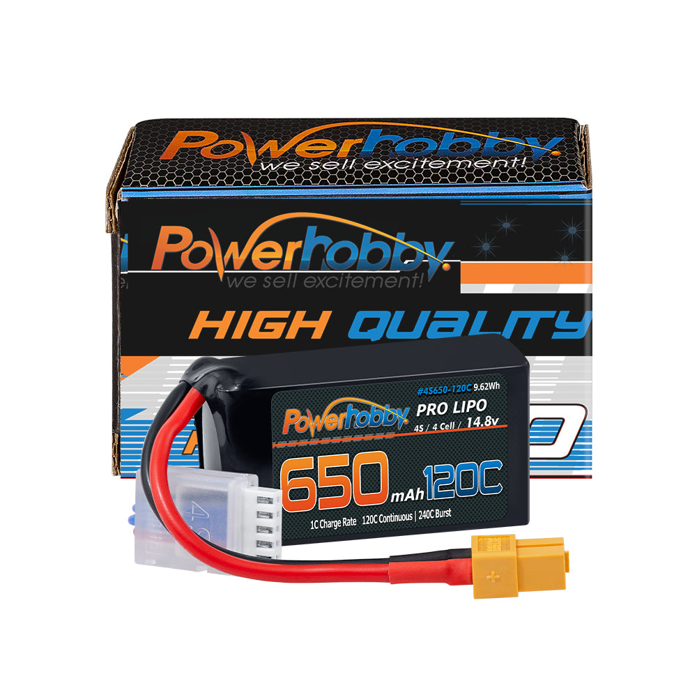 Powerhobby 4S 14.8V 650mAh 120C GRAPHENE Lipo Battery w XT60 Plug - PowerHobby