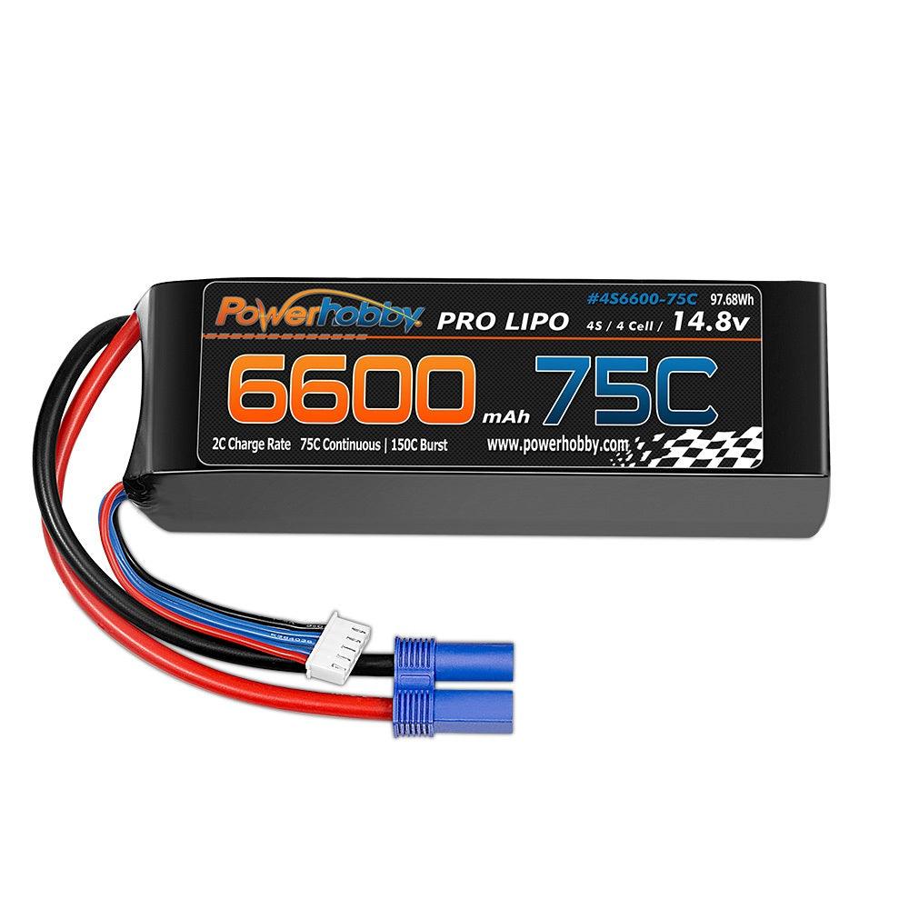 PowerHobby 4S 14.8V 6600mAh 75C-150C Lipo Battery EC5 Plug 4-CELL - PowerHobby