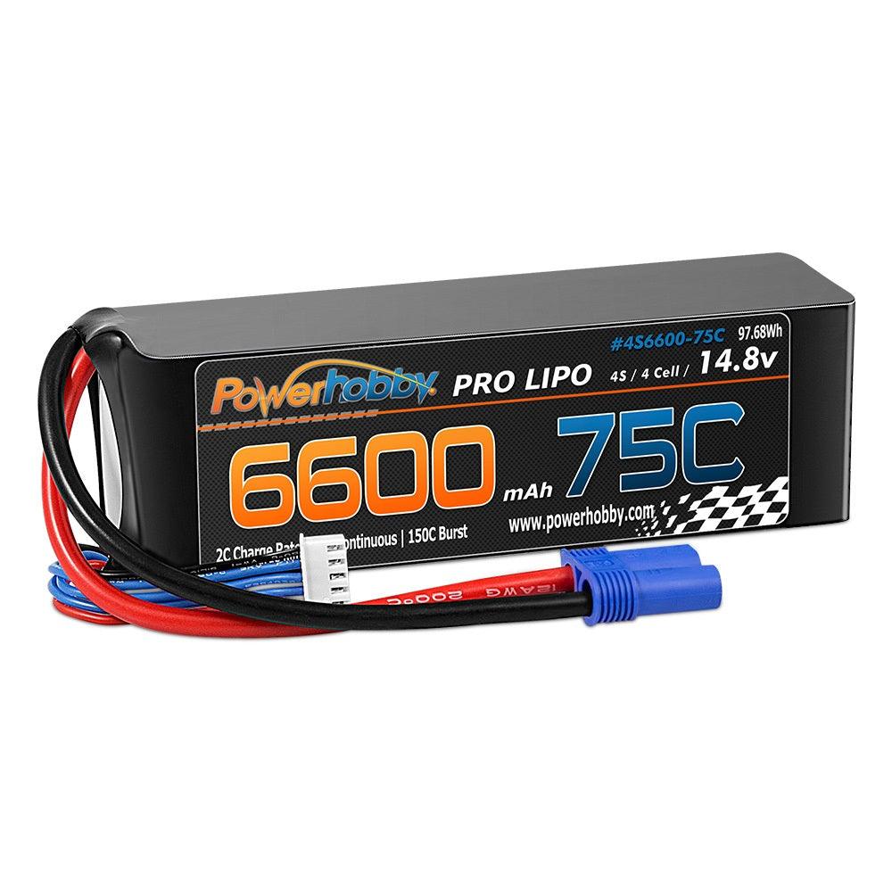 PowerHobby 4S 14.8V 6600mAh 75C-150C Lipo Battery EC5 Plug 4-CELL - PowerHobby