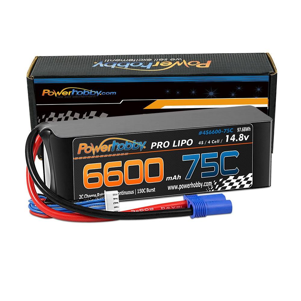 PowerHobby 4S 14.8V 6600mAh 75C-150C Lipo Battery EC5 Plug 4-CELL - PowerHobby