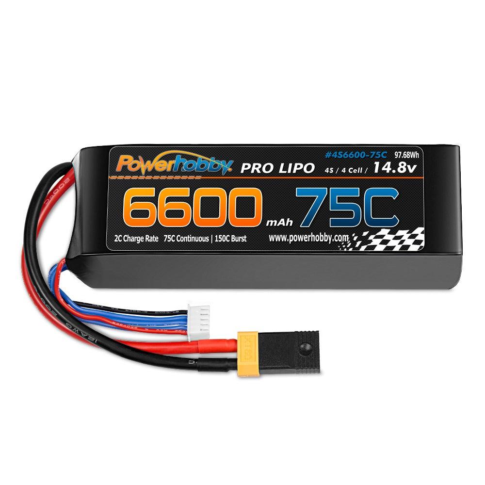 PowerHobby 4S 14.8V 6600mAh 75C-150C Lipo Battery XT60 + Adapter - PowerHobby