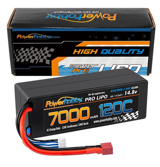 Powerhobby 4s 14.8V 7000MAH 120C Graphene Lipo Battery w DEANS Plug Hard Case - PowerHobby