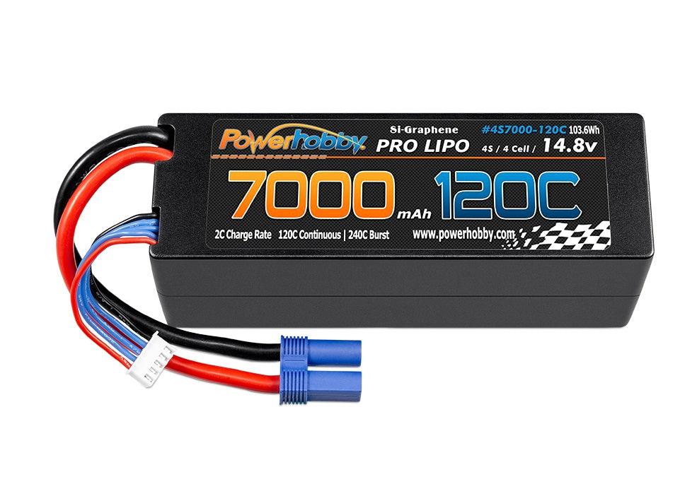 Powerhobby 4s 14.8V 7000MAH 120C Graphene Lipo Battery w EC5 Plug Hard Case - PowerHobby
