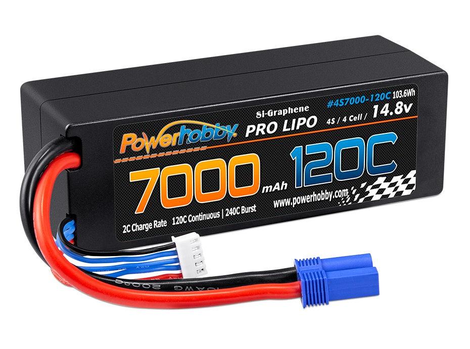 Powerhobby 4s 14.8V 7000MAH 120C Graphene Lipo Battery w EC5 Plug Hard Case - PowerHobby