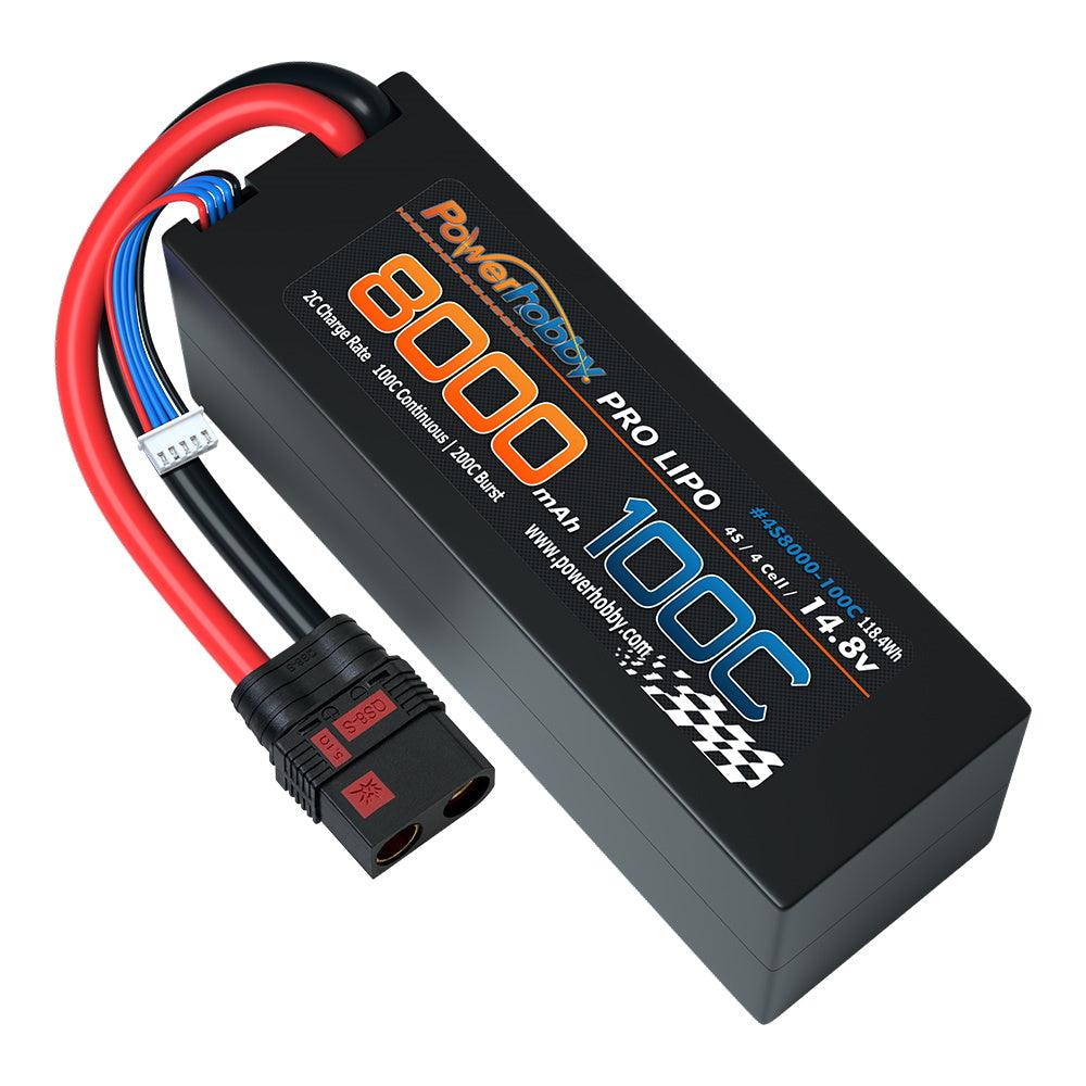 Powerhobby 4s 14.8V 8000MAH 100C Lipo Battery w QS8 Plug Hard Case 8AWG - PowerHobby
