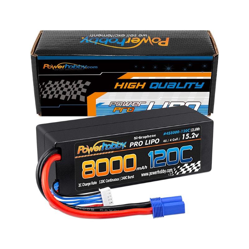 Powerhobby 4s 15.2V 8000MAH 120C HV + GRAPHENE Lipo Battery EC5 Plug Hard Case - PowerHobby