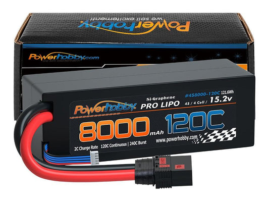 Powerhobby 4s 15.2V 8000MAH 120C HV + GRAPHENE Lipo Battery QS8 Plug 8AWG - PowerHobby