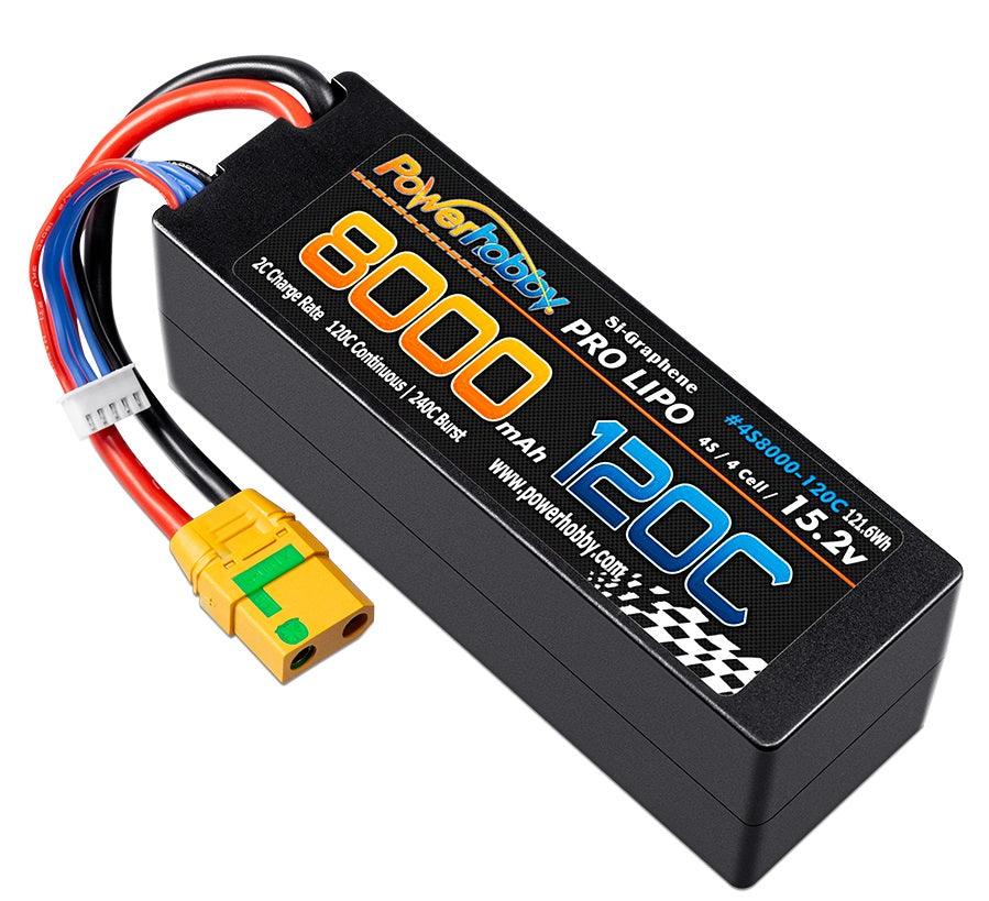 Powerhobby 4s 15.2V 8000MAH 120C HV + GRAPHENE Lipo Battery XT90 Plug Hard Case - PowerHobby