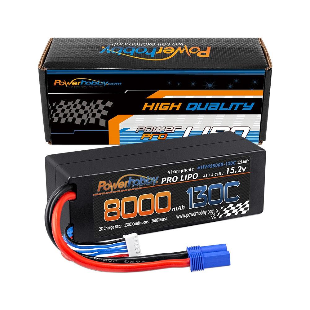 Powerhobby 4s 15.2V 8000MAH 130C HV + GRAPHENE Lipo Battery EC5 Plug Hard Case - PowerHobby