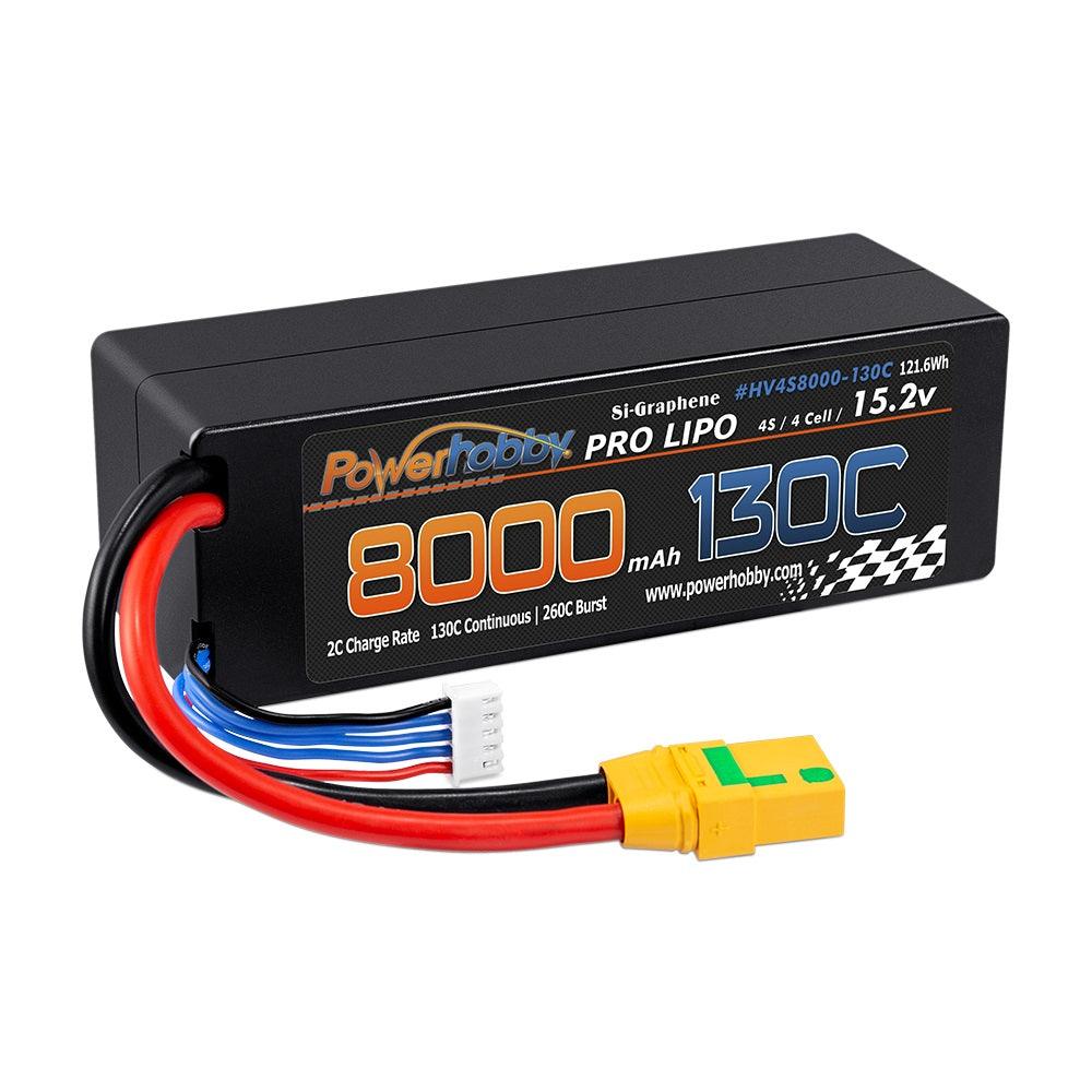 Powerhobby 4s 15.2V 8000MAH 130C HV + GRAPHENE Lipo Battery XT90 Plug Hard Case - PowerHobby