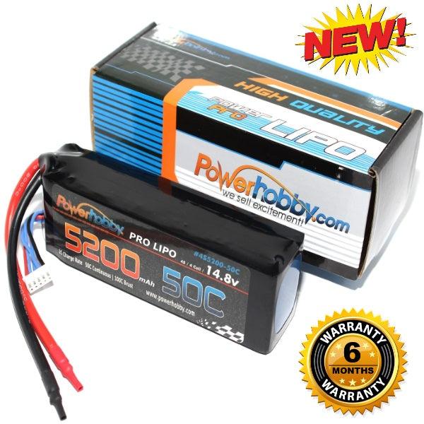 Powerhobby 4S 14.8V 5200mAh 50C Lipo Battery Soft Case 4-Cell - PowerHobby