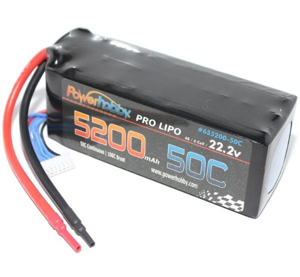 Powerhobby 6S 22.2V 5200mAh 50C Lipo Battery w XT90 Plug Soft Case