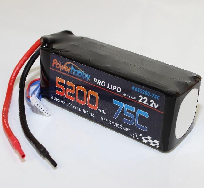 Powerhobby 6S 22.2V 5200mAh 75C Lipo Battery Soft Case 6-Cell - PowerHobby