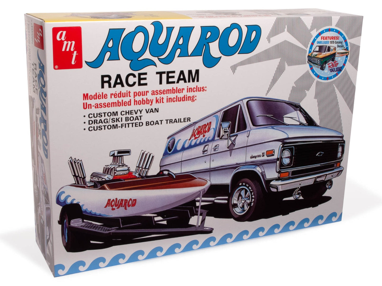 AMT Aqua Rod Race Team 1975 Chevy Van Boat & Trailer Plastic Model Kit AMT1338 - PowerHobby