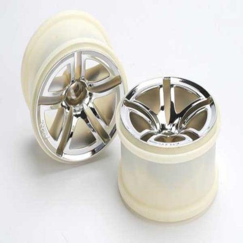 Traxxas 5172A Split Spoke Wheels - 3.8" Black Chrome 2-Piece Set For T-Maxx & Revo RC Trucks - View #13