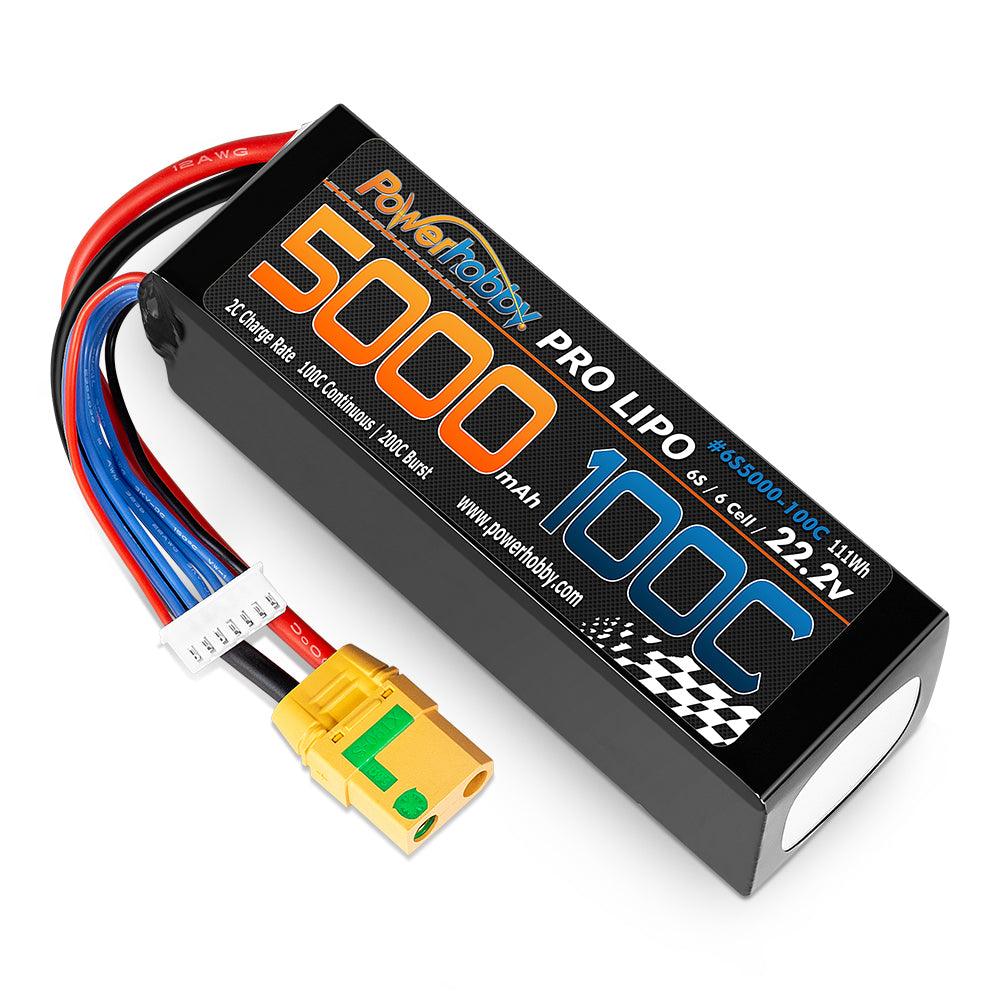 Powerhobby 6s 22.2v 5000mah 100c Lipo Battery w XT90 Plug Soft Case - PowerHobby