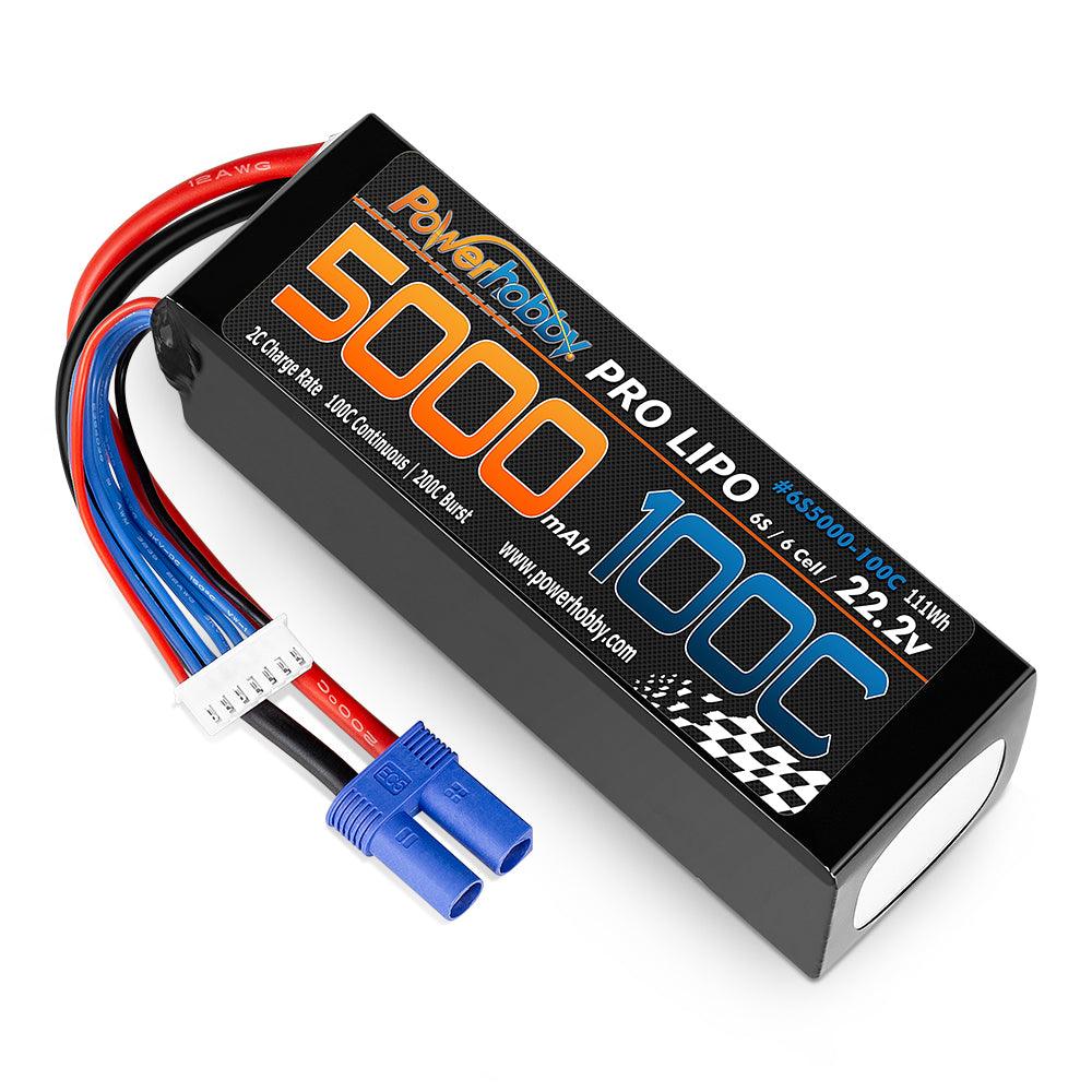 Powerhobby 6s 22.2v 5000mah 100c Lipo Battery w EC5 Plug Soft Case 6-Cell - PowerHobby