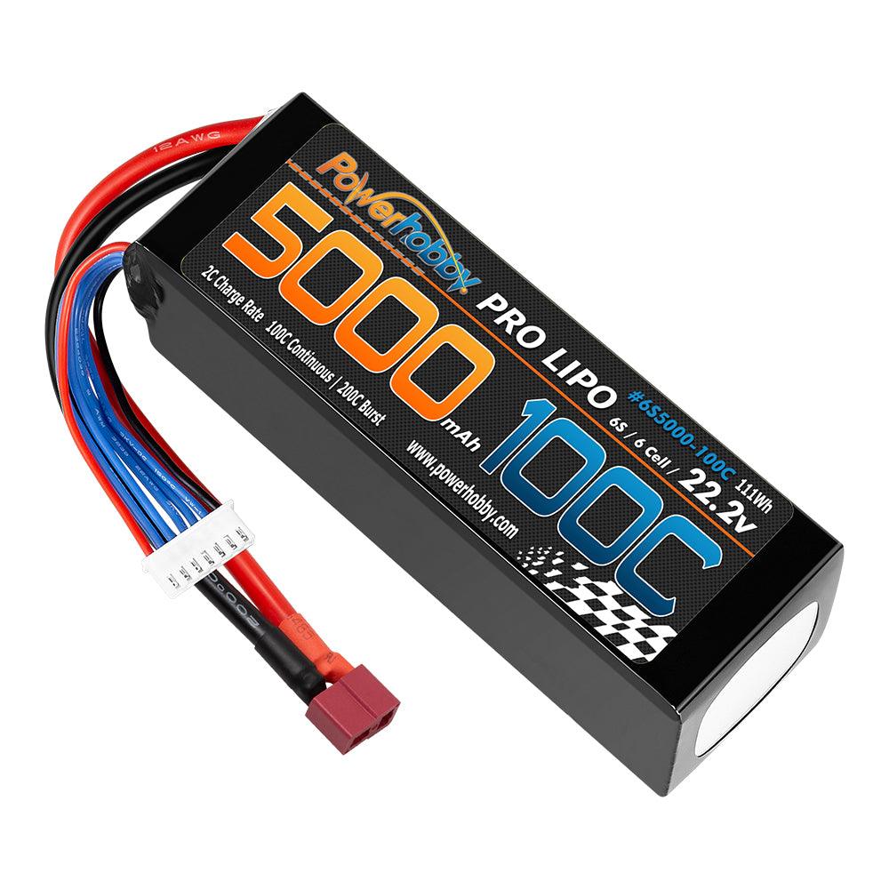 Powerhobby 6s 22.2v 5000mah 100c Lipo Battery w Deans Plug Soft Case - PowerHobby