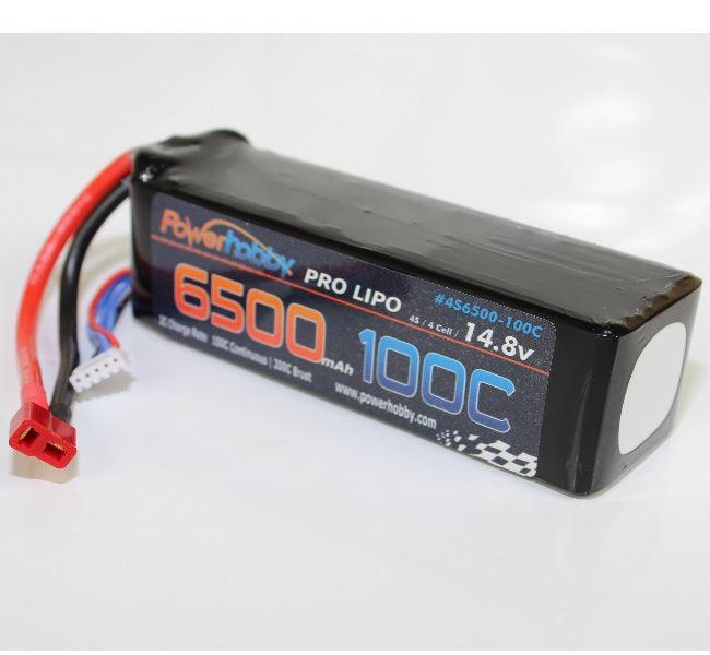 Powerhobby 4S 14.8V 6500mAh 100C Lipo Battery w Deans Plugs Soft Case 4-Cell - PowerHobby