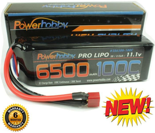 Powerhobby 3S 11.1V 6500mAh 100C Lipo Battery Pack w Deans Plug Soft Case - PowerHobby