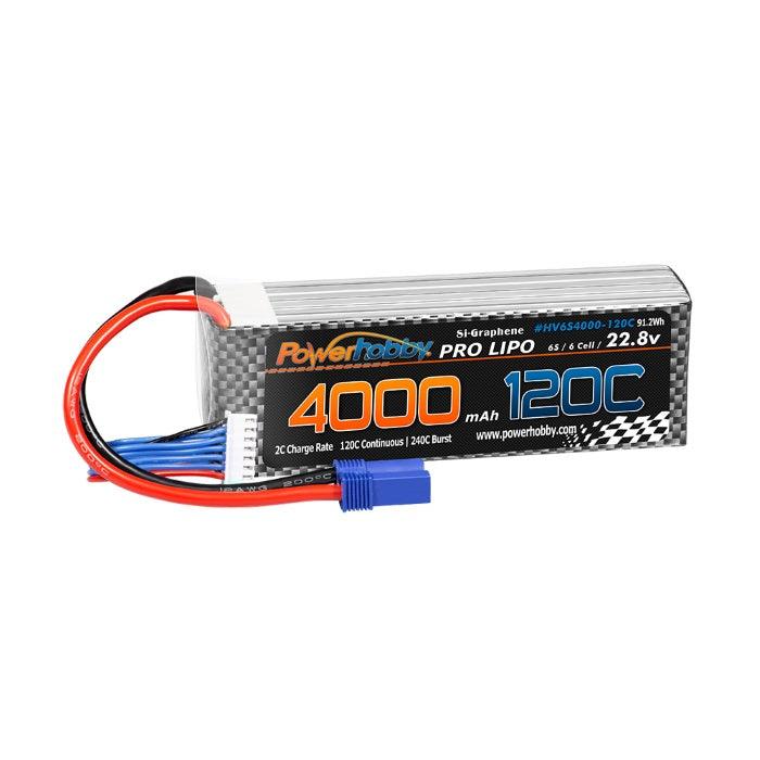 POWERHOBBY 6S 22.8V 4000MAH 120C GRAPHENE + HV LIPO BATTERY W EC5 PLUG - PowerHobby