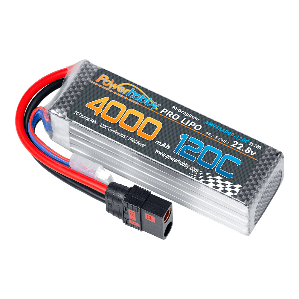 POWERHOBBY 6S 22.8V 4000MAH 120C GRAPHENE + HV LIPO BATTERY W QS8 PLUG - PowerHobby