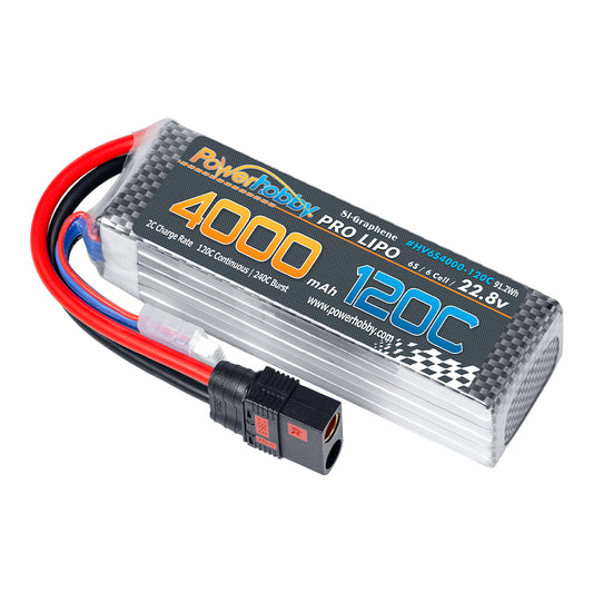 POWERHOBBY 6S 22.8V 4000MAH 120C GRAPHENE + HV LIPO BATTERY W QS8 PLUG - PowerHobby