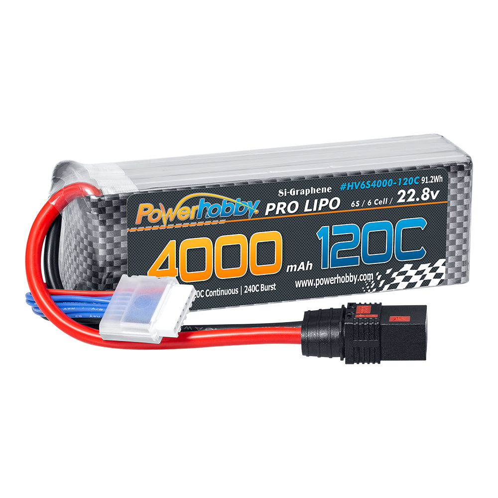 POWERHOBBY 6S 22.8V 4000MAH 120C GRAPHENE + HV LIPO BATTERY W QS8 PLUG - PowerHobby