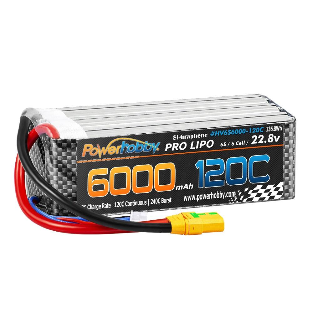 Powerhobby 6s 22.8V 6000mah 120c GRAPHENE + HV Lipo Battery w XT90 Plug - PowerHobby