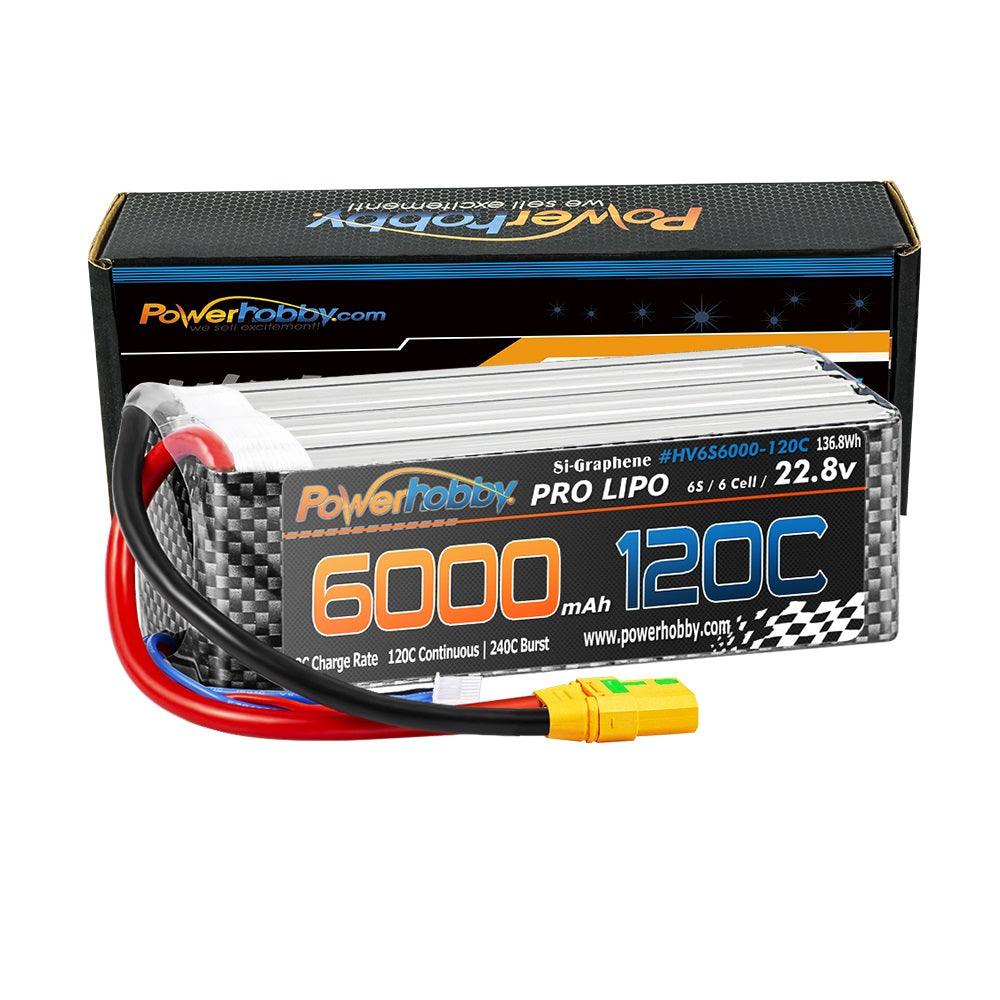Powerhobby 6s 22.8V 6000mah 120c GRAPHENE + HV Lipo Battery w XT90 Plug - PowerHobby