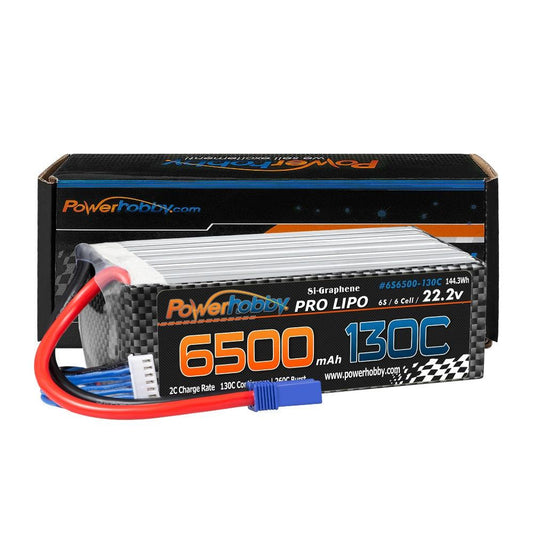 Powerhobby 6S 22.2V 6500mah 130C GRAPHENE Lipo Battery w EC5 Plug - PowerHobby