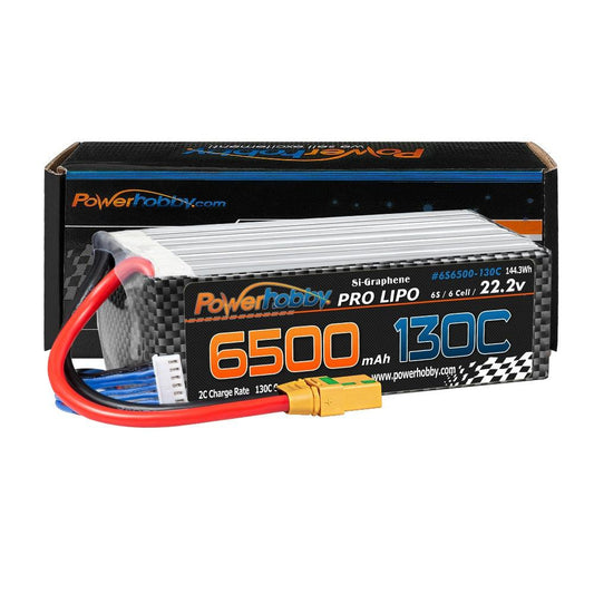 Powerhobby 6S 22.2V 6500mah 130C GRAPHENE Lipo Battery w XT90 Plug - PowerHobby