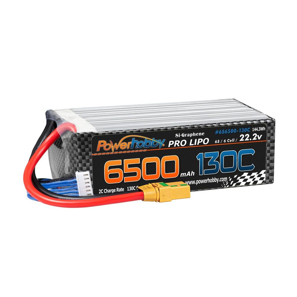 Powerhobby 6S 22.2V 6500mah 130C GRAPHENE Lipo Battery w XT90 Plug - PowerHobby