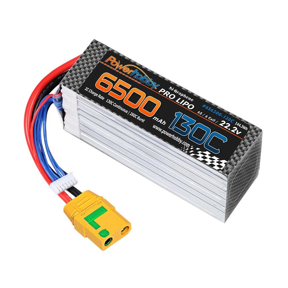 Powerhobby 6S 22.2V 6500mah 130C GRAPHENE Lipo Battery w XT90 Plug - PowerHobby