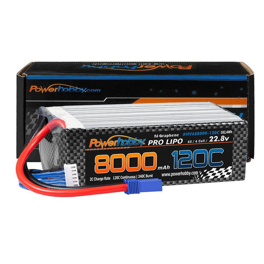 Powerhobby 6S 22.8V 8000mah 120C GRAPHENE + HV Lipo Battery w EC5 Plug - PowerHobby