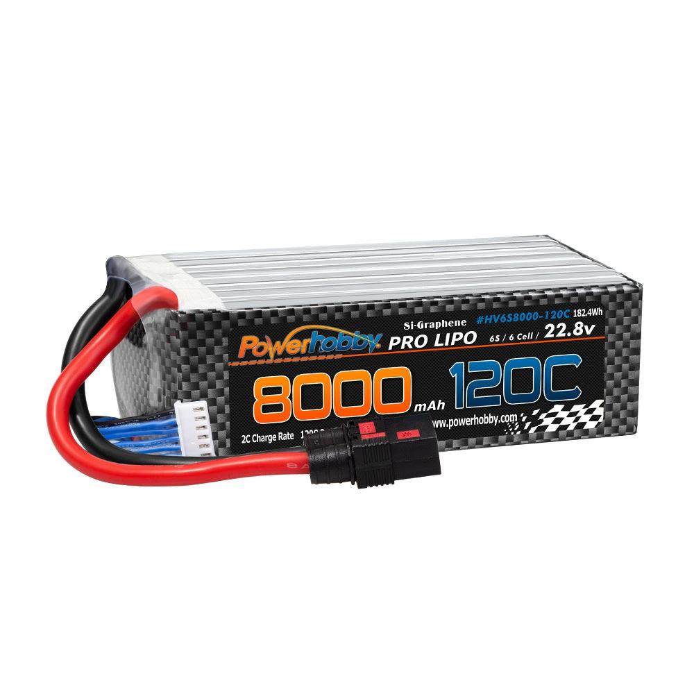 Powerhobby 6S 22.8V 8000mah 120C GRAPHENE + HV Lipo Battery w QS8 Plug 8AWG Wire - PowerHobby