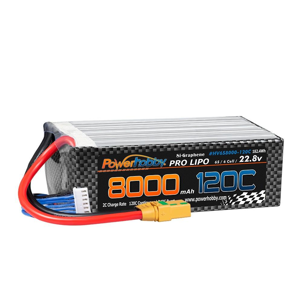 Powerhobby 6S 22.8V 8000mah 120C GRAPHENE + HV Lipo Battery w XT90 Plug - PowerHobby