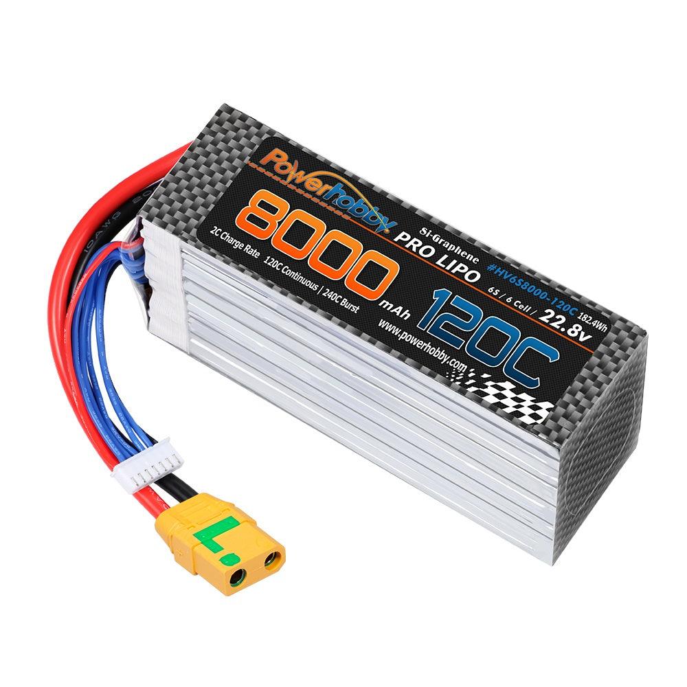 Powerhobby 6S 22.8V 8000mah 120C GRAPHENE + HV Lipo Battery w XT90 Plug - PowerHobby