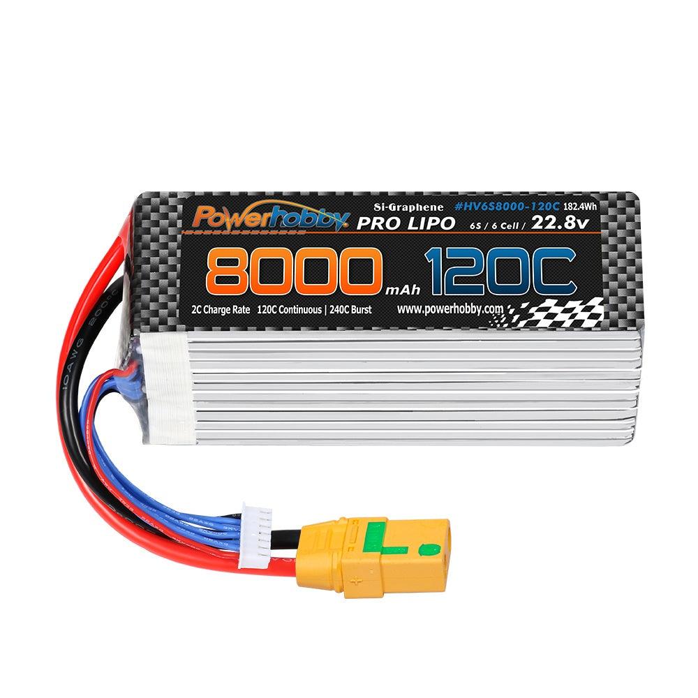 Powerhobby 6S 22.8V 8000mah 120C GRAPHENE + HV Lipo Battery w XT90 Plug - PowerHobby