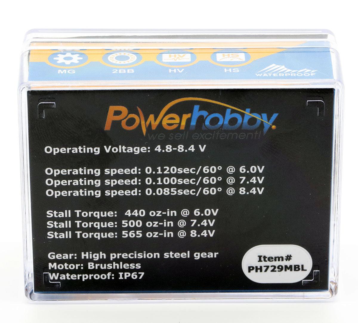 Powerhobby 729MBL HV Waterproof Brushless Steel Gear Servo / Aluminum Case - PowerHobby