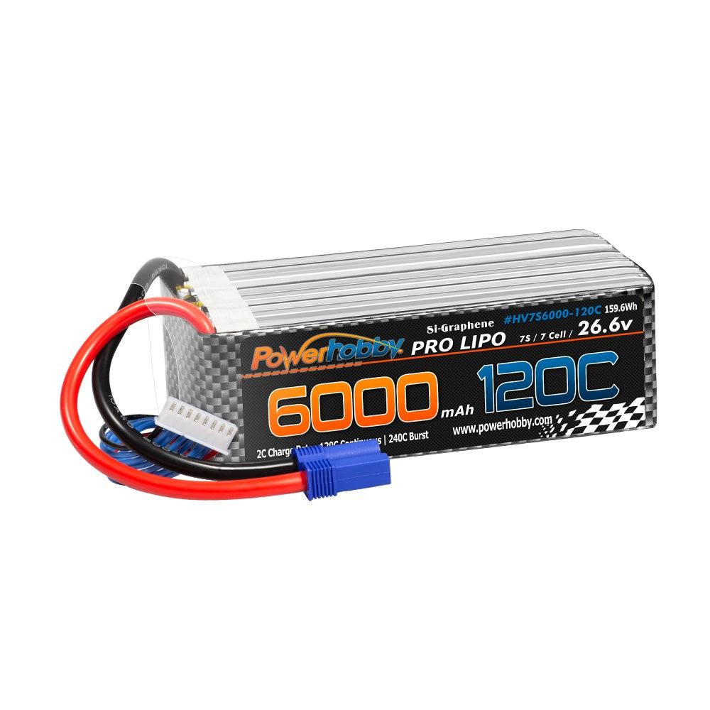 POWERHOBBY 7S 26.6V 6000MAH 120C GRAPHENE + HV LIPO BATTERY W EC5 PLUG - PowerHobby