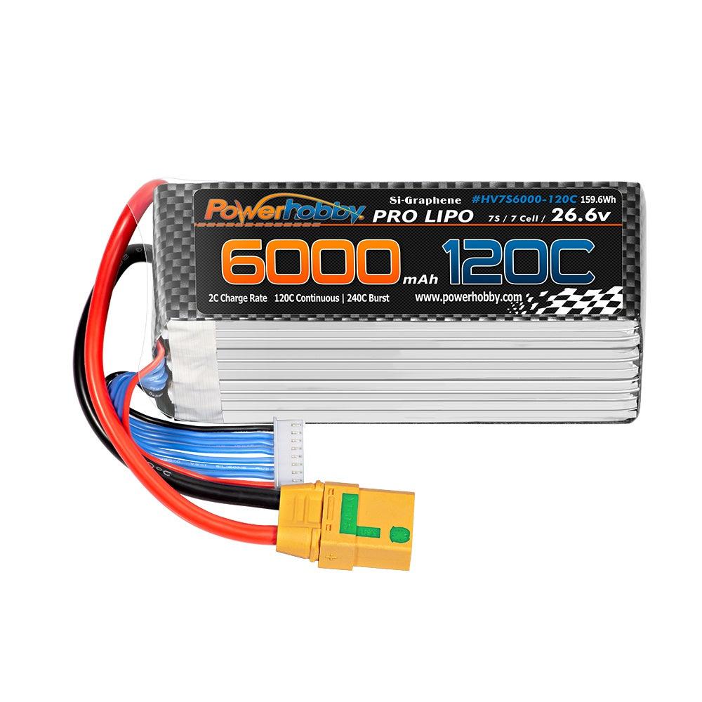 POWERHOBBY 7S 26.6V 6000MAH 120C GRAPHENE + HV LIPO BATTERY W XT90 PLUG - PowerHobby