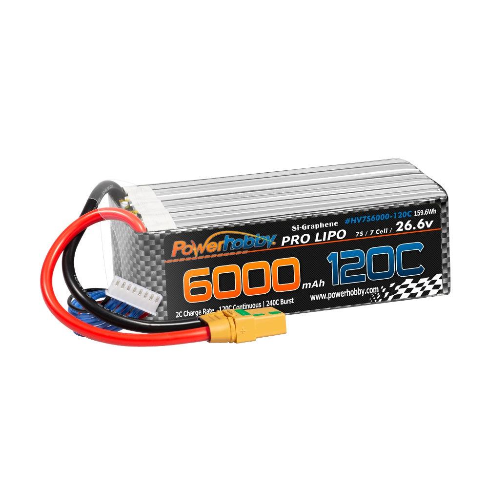 POWERHOBBY 7S 26.6V 6000MAH 120C GRAPHENE + HV LIPO BATTERY W XT90 PLUG - PowerHobby
