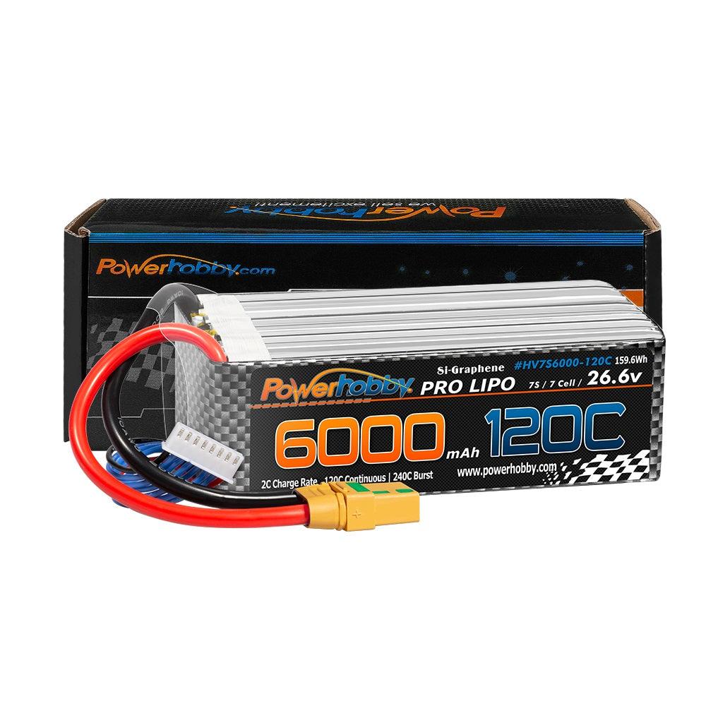 POWERHOBBY 7S 26.6V 6000MAH 120C GRAPHENE + HV LIPO BATTERY W XT90 PLUG - PowerHobby