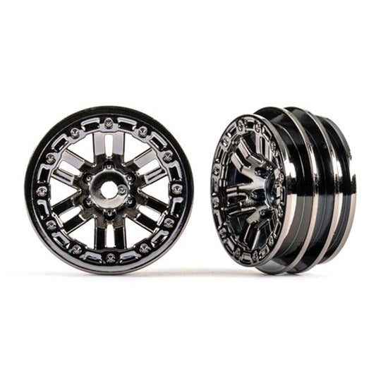 Traxxas 9768-BLKCR TRX-4M Multi-Spoke Wheels 1.0" Black / Chrome (2) - PowerHobby