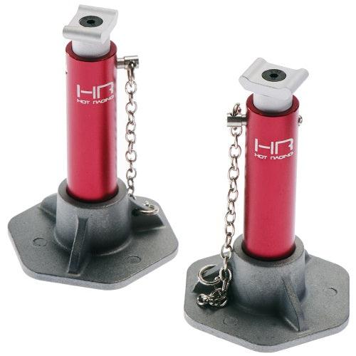 Hot Racing ACC83J02 1/10 Scale Aluminum Jack Stands Red (2) - PowerHobby