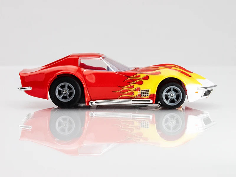 AFX 22055 Corvette 1970 Red w Yellow Wildfire Ho Slot Car - PowerHobby