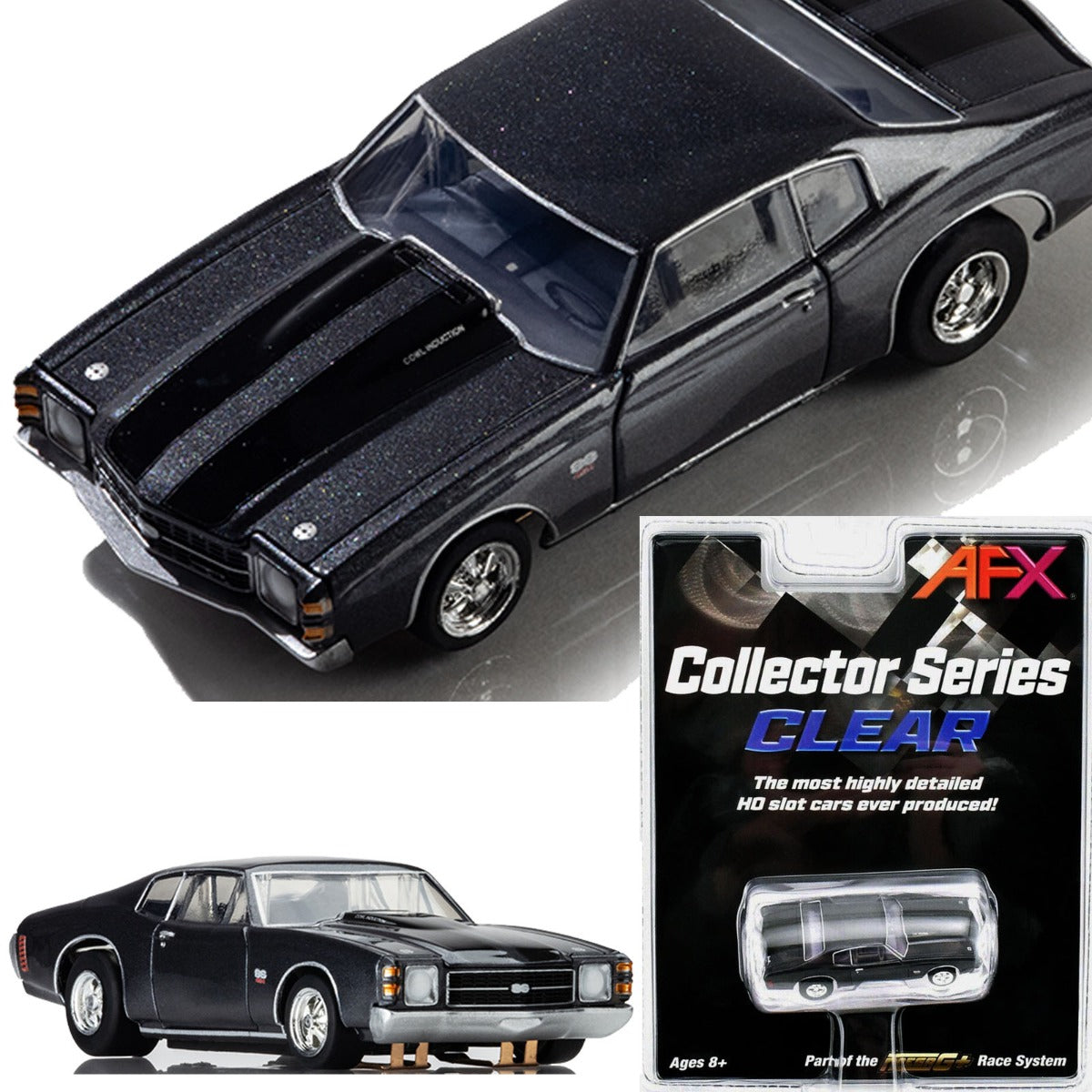 AFX 1972 Chevelle SS454 Black 22087 HO Scale Slot Car MegaG  Mega G+ - PowerHobby