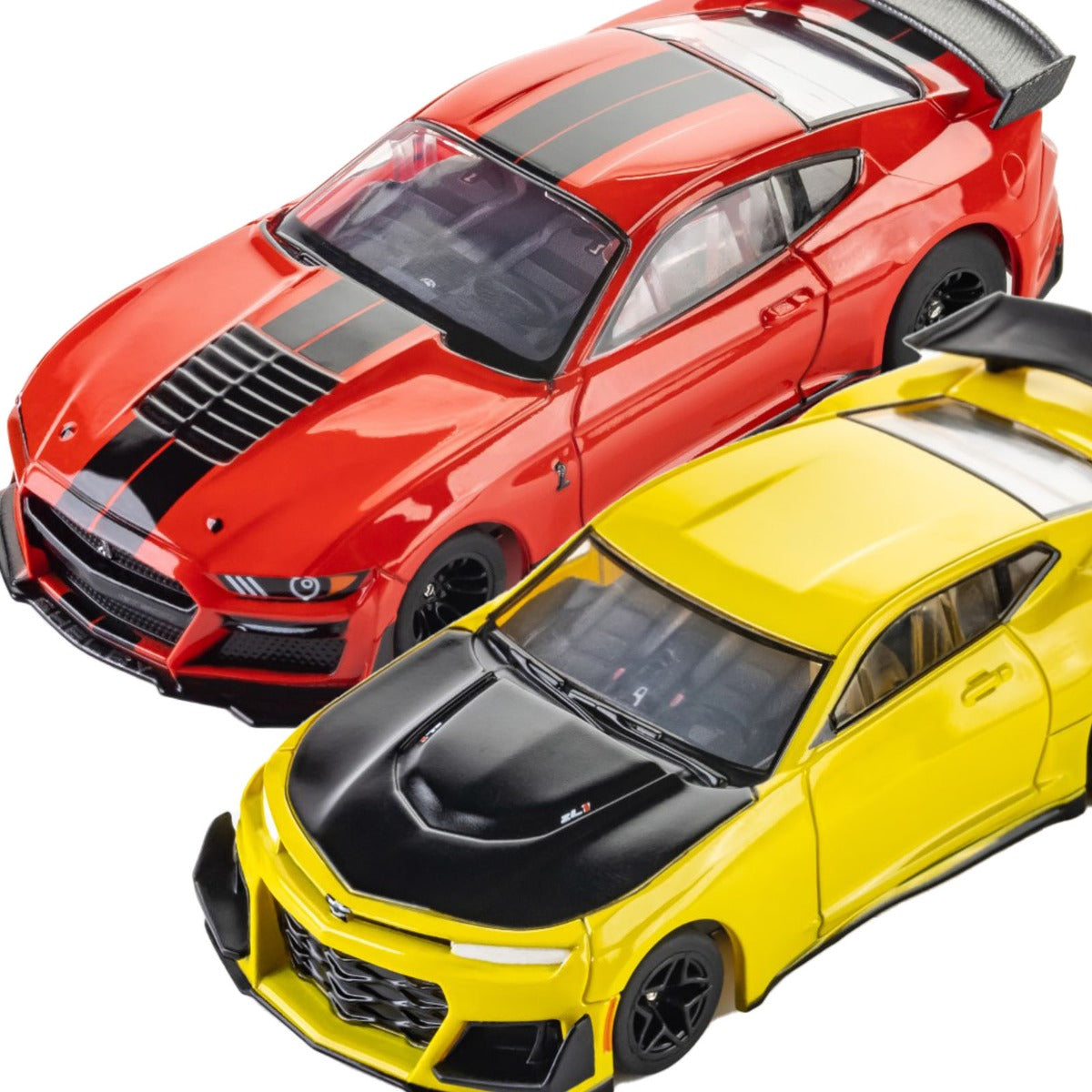 AFX Ford Mustang GT500 Red Chevy Camaro ZL1 Yellow HO Slot Car 22077 22075 - PowerHobby