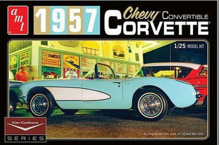 AMT AMT1015/12 1/25 '57 Chevy Corvette Convertible C.Lewis Car Plastic Model Kit - PowerHobby